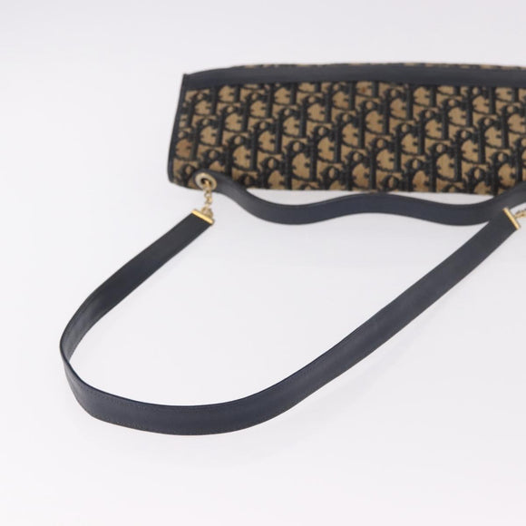 Christian Dior Trotter Canvas Hand Bag 2way Navy Gold Auth 188822