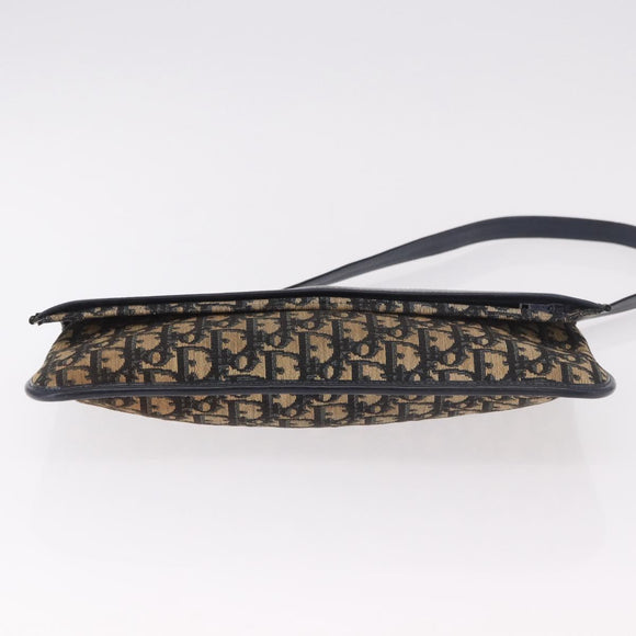 Christian Dior Trotter Canvas Hand Bag 2way Navy Gold Auth 188822
