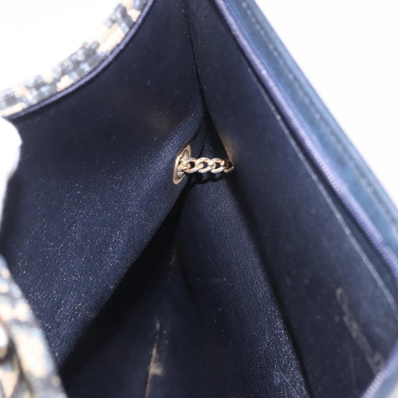 Christian Dior Trotter Canvas Hand Bag 2way Navy Gold Auth 188822