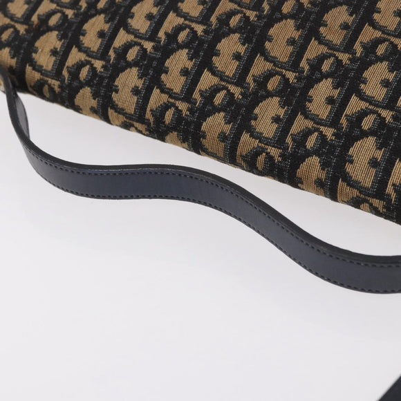 Christian Dior Trotter Canvas Hand Bag 2way Navy Gold Auth 188822