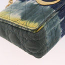 Christian Dior Cannage Miss Caro Chain Bag Canvas Navy Gold Auth 188825SAM-9