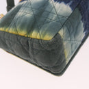 Christian Dior Cannage Miss Caro Chain Bag Canvas Navy Gold Auth 188825SAM-15