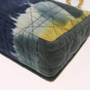 Christian Dior Cannage Miss Caro Chain Bag Canvas Navy Gold Auth 188825SAM-16