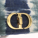 Christian Dior Cannage Miss Caro Chain Bag Canvas Navy Gold Auth 188825SAM-17