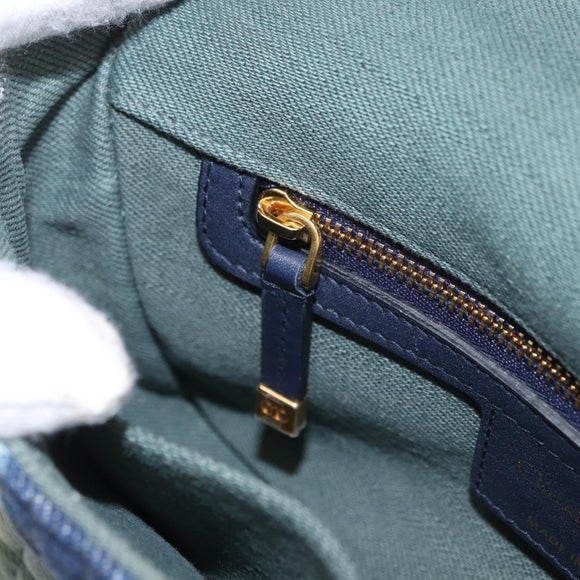 Christian Dior Cannage Miss Caro Chain Bag Canvas Navy Gold Auth 188825SAM