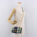 Christian Dior Cannage Miss Caro Chain Bag Canvas Navy Gold Auth 188825SAM-25