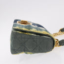 Christian Dior Cannage Miss Caro Chain Bag Canvas Navy Gold Auth 188825SAM-3
