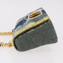 Christian Dior Cannage Miss Caro Chain Bag Canvas Navy Gold Auth 188825SAM-4
