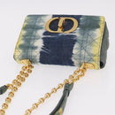 Christian Dior Cannage Miss Caro Chain Bag Canvas Navy Gold Auth 188825SAM-6