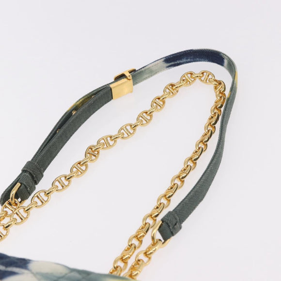 Christian Dior Cannage Miss Caro Chain Bag Canvas Navy Gold Auth 188825SAM
