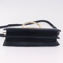 Christian Dior Hand Bag Leather 2way Navy Gold Auth 188827-6