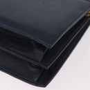 Christian Dior Hand Bag Leather 2way Navy Gold Auth 188827-16