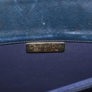 Christian Dior Hand Bag Leather 2way Navy Gold Auth 188827-19