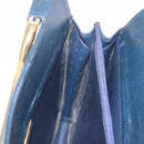 Christian Dior Hand Bag Leather 2way Navy Gold Auth 188827-20