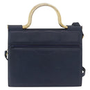Christian Dior Hand Bag Leather 2way Navy Gold Auth 188827-13