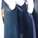 Christian Dior Hand Bag Leather 2way Navy Gold Auth 188827-23