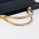 Christian Dior Hand Bag Leather 2way Navy Gold Auth 188827-8