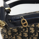 Christian Dior Trotter Canvas Shoulder Bag Navy Gold Auth 188833-10
