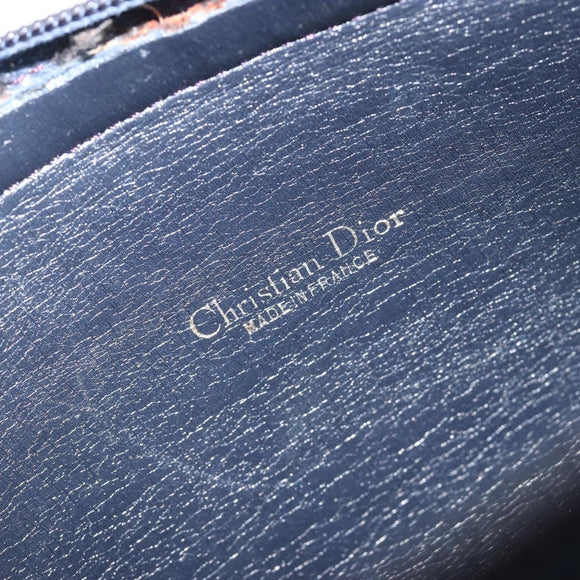 Christian Dior Trotter Canvas Shoulder Bag Navy Gold Auth 188833