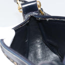 Christian Dior Trotter Canvas Shoulder Bag Navy Gold Auth 188833-19