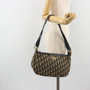 Christian Dior Trotter Canvas Shoulder Bag Navy Gold Auth 188833-20