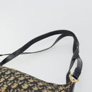 Christian Dior Trotter Canvas Shoulder Bag Navy Gold Auth 188833-8
