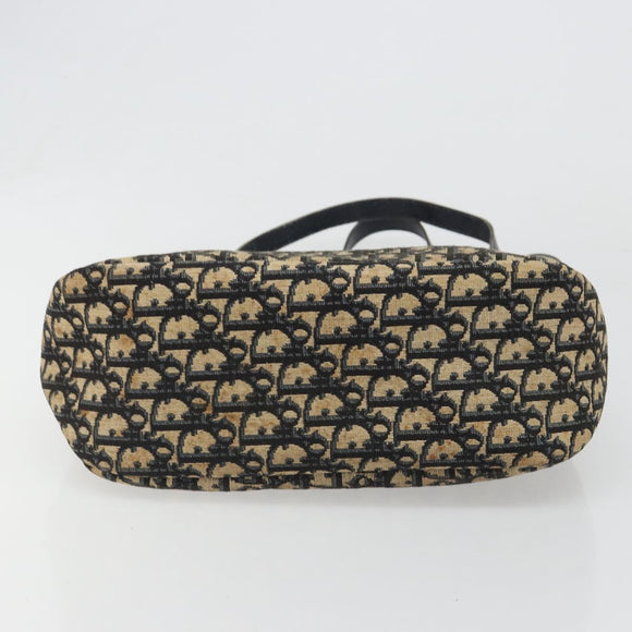 Christian Dior Trotter Canvas Shoulder Bag Navy Gold Auth 188833