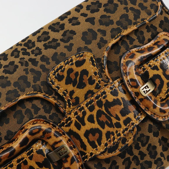 FENDI Shoulder Bag Canvas Brown Gold Auth 188835SAM