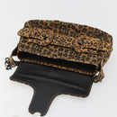FENDI Shoulder Bag Canvas Brown Gold Auth 188835SAM-9