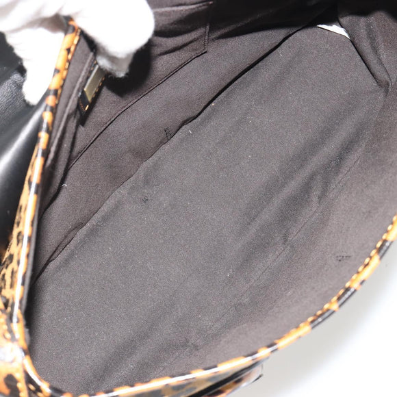 FENDI Shoulder Bag Canvas Brown Gold Auth 188835SAM
