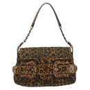 FENDI Shoulder Bag Canvas Brown Gold Auth 188835SAM-13