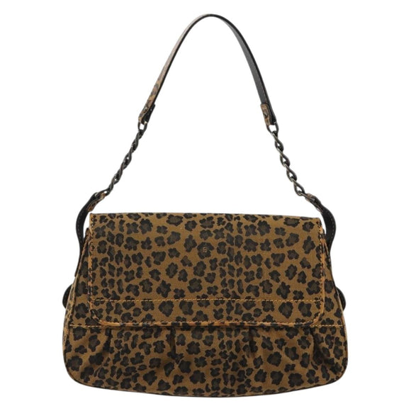 FENDI Shoulder Bag Canvas Brown Gold Auth 188835SAM