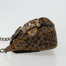 FENDI Shoulder Bag Canvas Brown Gold Auth 188835SAM-4
