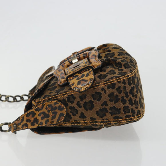 FENDI Shoulder Bag Canvas Brown Gold Auth 188835SAM