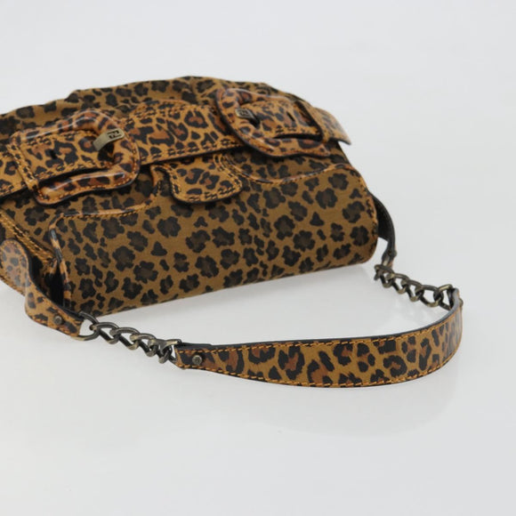 FENDI Shoulder Bag Canvas Brown Gold Auth 188835SAM