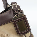 PRADA Jacquard Shoulder Bag Canvas Beige Gold Auth 188837SAM-9