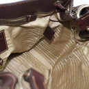 PRADA Jacquard Shoulder Bag Canvas Beige Gold Auth 188837SAM-19