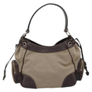 PRADA Jacquard Shoulder Bag Canvas Beige Gold Auth 188837SAM-2
