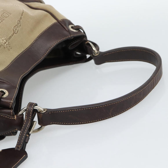 PRADA Jacquard Shoulder Bag Canvas Beige Gold Auth 188837SAM