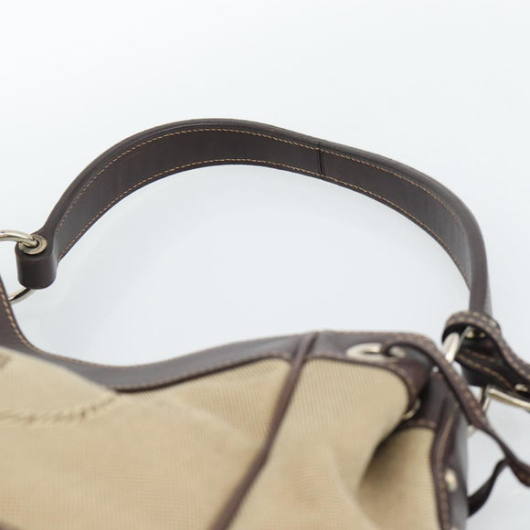 PRADA Jacquard Shoulder Bag Canvas Beige Gold Auth 188837SAM