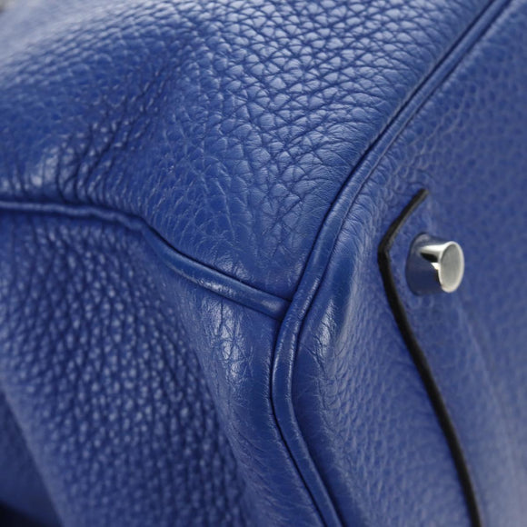 HERMES Birkin 35 Hand Bag Taurillon Leather Blue Silver Auth 188839SM