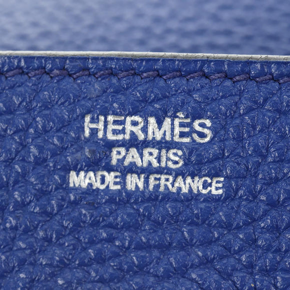 HERMES Birkin 35 Hand Bag Taurillon Leather Blue Silver Auth 188839SM