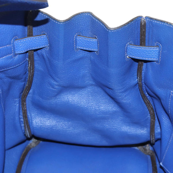 HERMES Birkin 35 Hand Bag Taurillon Leather Blue Silver Auth 188839SM
