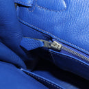 HERMES Birkin 35 Hand Bag Taurillon Leather Blue Silver Auth 188839SM-25