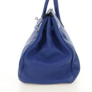 HERMES Birkin 35 Hand Bag Taurillon Leather Blue Silver Auth 188839SM-4