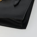 CELINE Hand Bag Leather Black Gold Auth 188840V-10