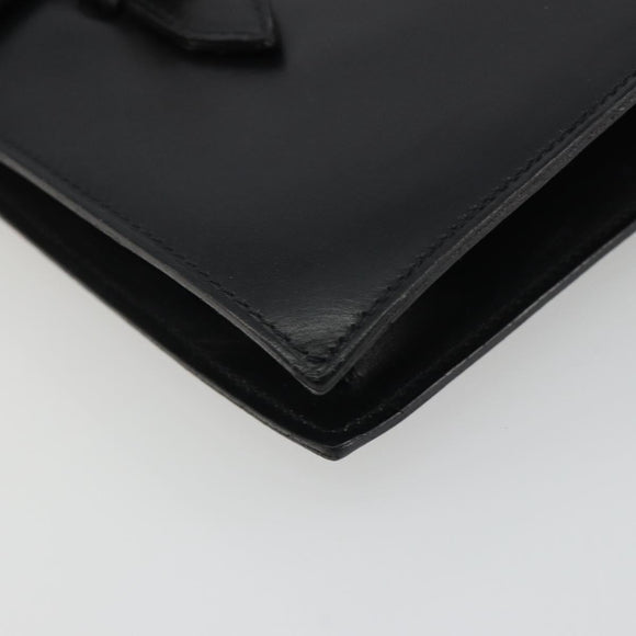 CELINE Hand Bag Leather Black Gold Auth 188840V