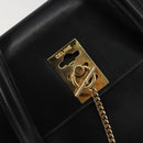 CELINE Hand Bag Leather Black Gold Auth 188840V-14