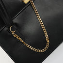 CELINE Hand Bag Leather Black Gold Auth 188840V-15