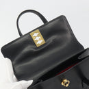 CELINE Hand Bag Leather Black Gold Auth 188840V-16